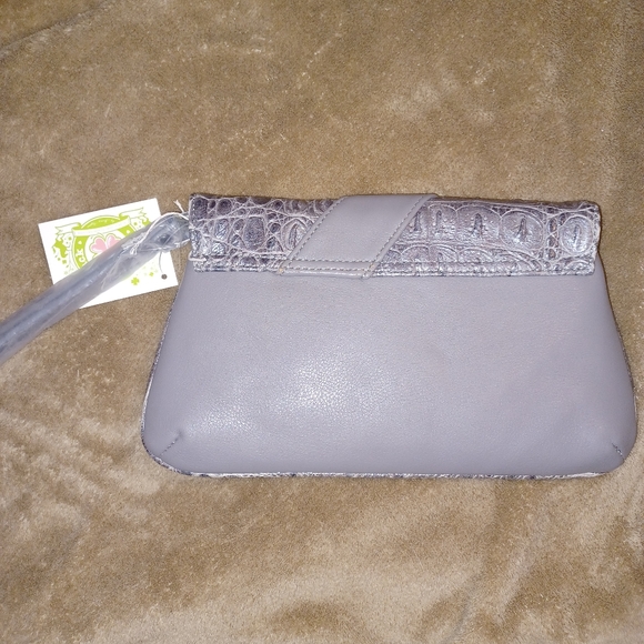 NWT Charm and Luck Purse Clutch Handbag Faux Embossed Croc Gray Gunmetal - Picture 6 of 11